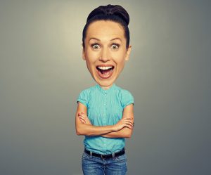 Exaggerated But Realistic Character Of An Excited Woman